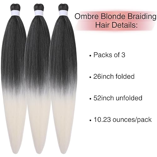 Miniatura 2 de Extensiones de cabello trenzado Kanekalon preestirado rubio cenizo ombré, se alimentan de trenzas