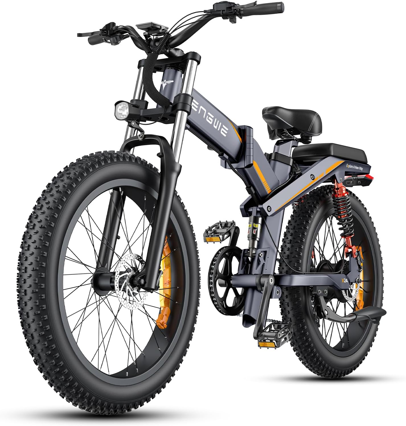 ENGWEX20 X24 Fat Tire Electric Bike, 1000W(Peak) Motor Ebike for Adults,95 Miles 31MPH 20''24'' Mountain Ebike，48V19.2A(29.2Ah-Dual Battery Option),All Terrain