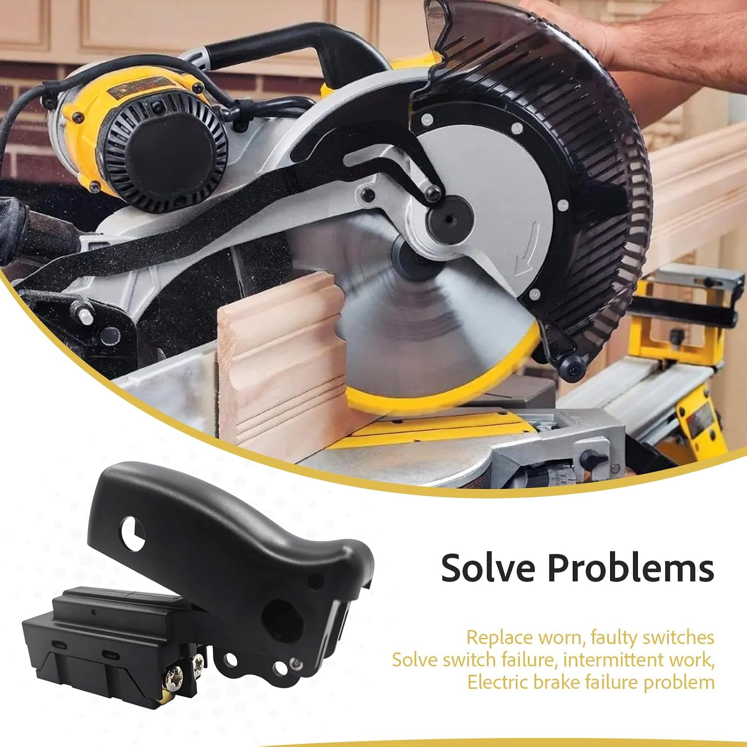 N548978 606056-00 Diagonal Saw Power Switch Trigger - Alternative for DeWalt DW712, DW715, DW716, DW717, DW718, DWS779, DWS780