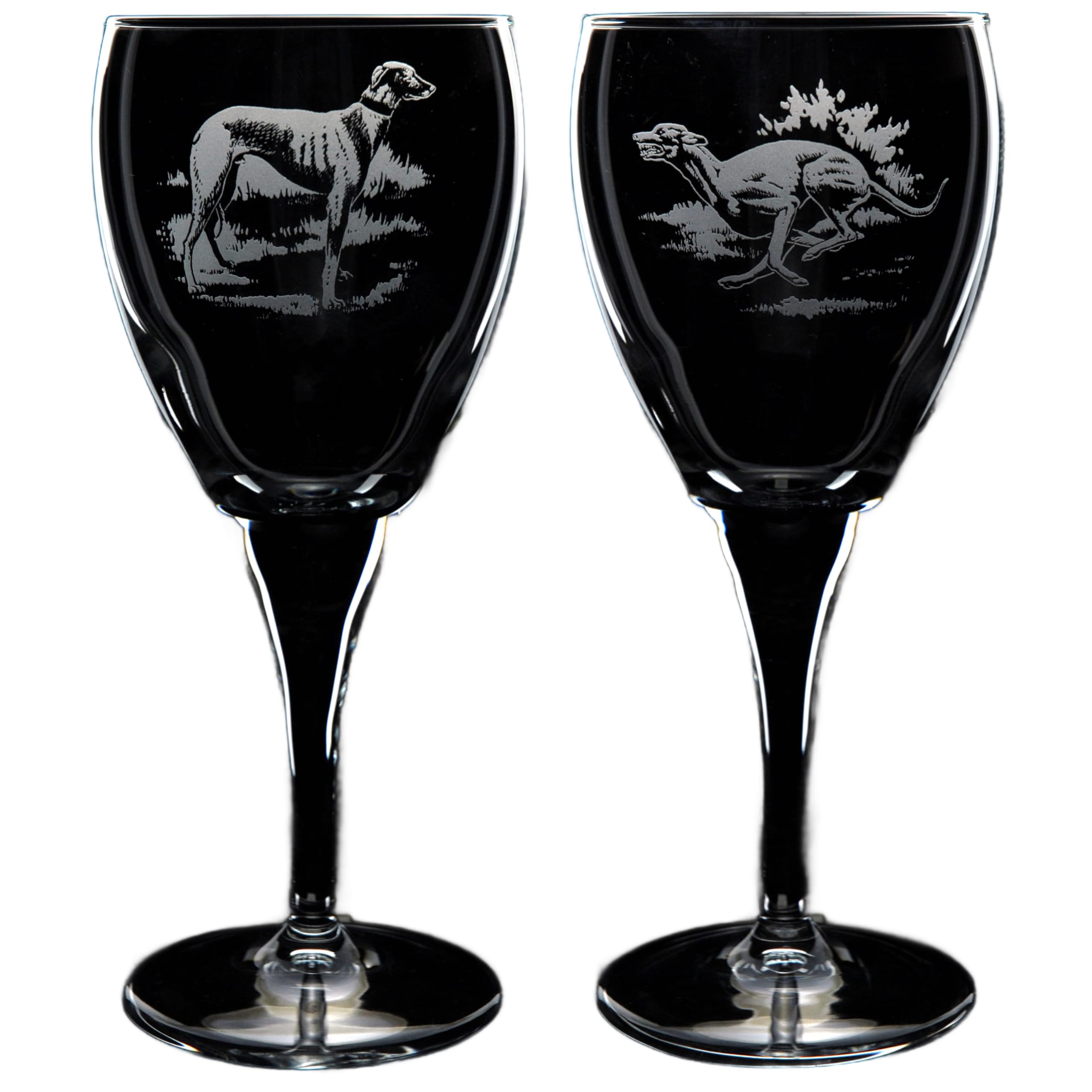 GLYPTIC Glass Art Greyhound Dog Placement Hand Etched/Engraved Crystal Wine Glass — image 1