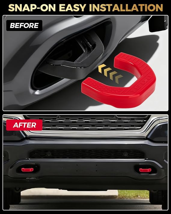 Front Tow Hook Cover Compatible with 2019-2026 Ram 1500, 2PCS Red