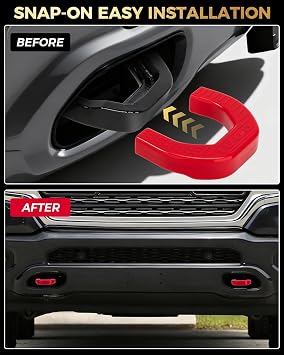 Front Tow Hook Cover Compatible with 2019-2026 Ram 1500, 2PCS Red