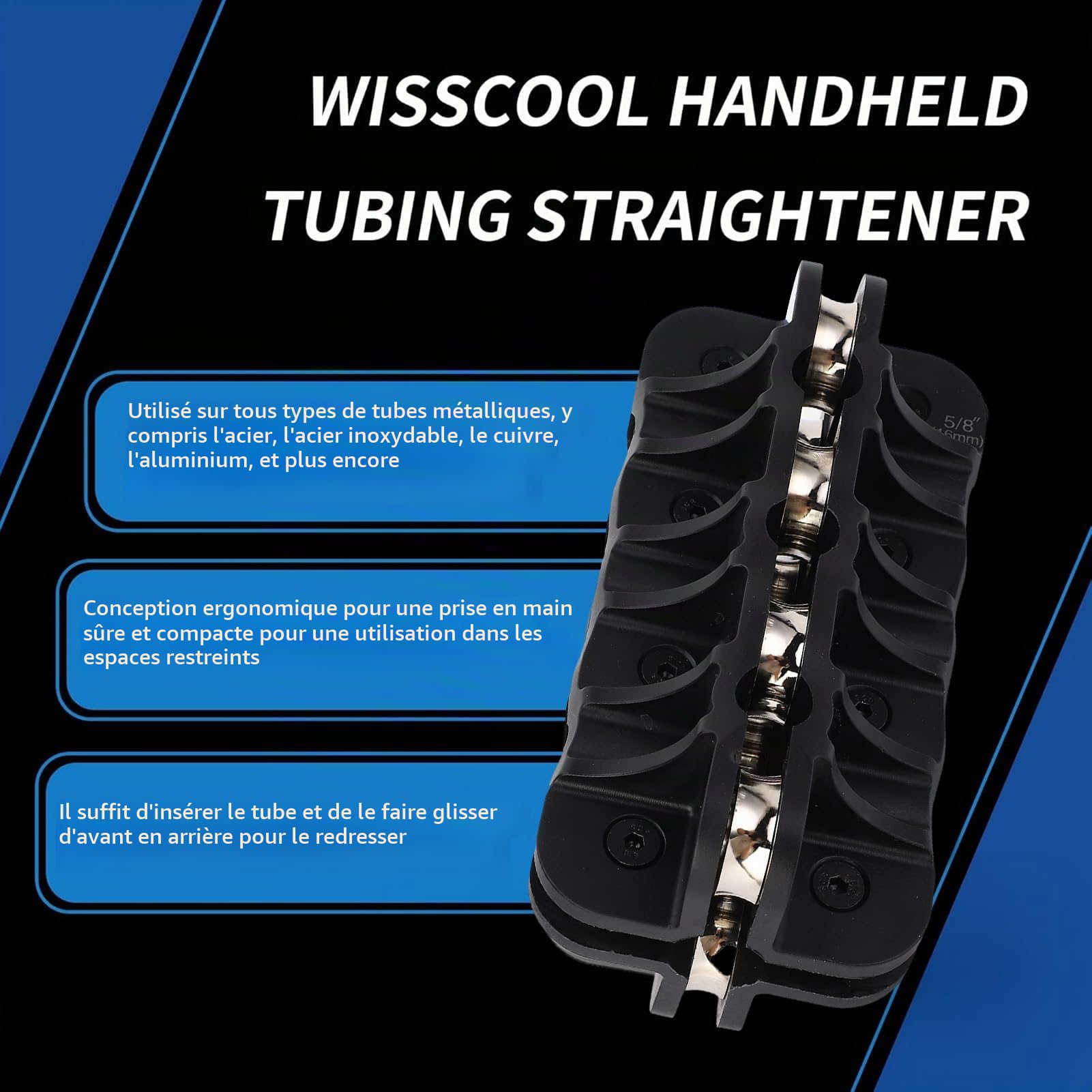 Redresseur de Tuyau Professionnel, 5/8 Pouces, Outil Portable pour Tuyaux en Acier, Acier Inoxydable, Cuivre et Aluminium, avec Excellente Adhérence