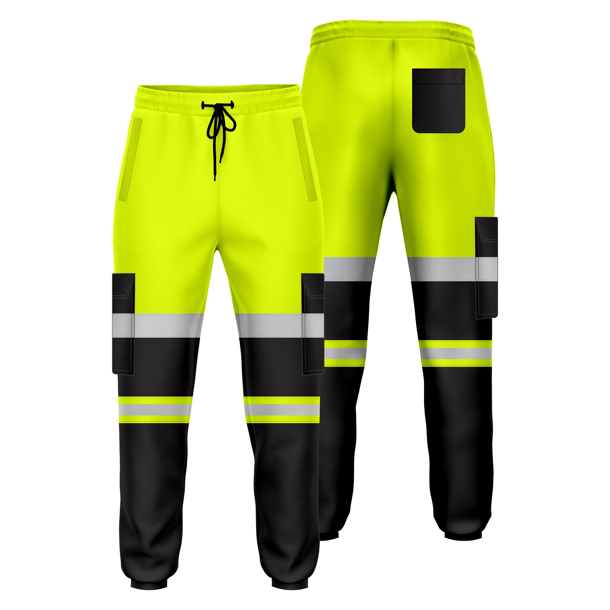 mymixtrendz Pantaloni da jogging da uomo ad alta visibilità, bicolore, con risvolto riflettente