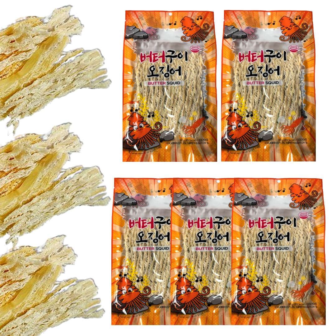 JOKUNA - Korean dried squid - Soft and chewy texture squid (Spicy, Butter, Roasted) (Mix - 5 pack)