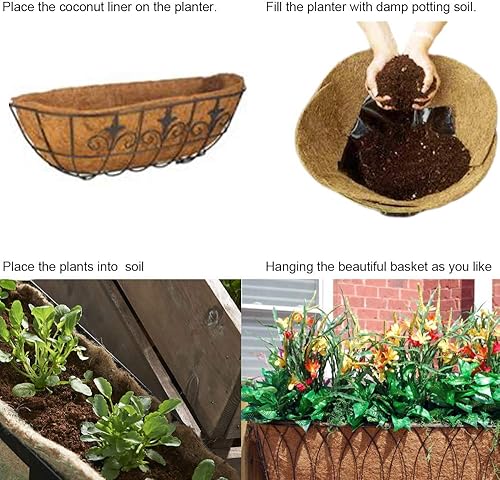 Miniatura 4 de Frillybutts Coco Liners para macetas de 36 pulgadas, forro de repuesto de fibra de coco de coco para maceta de pared