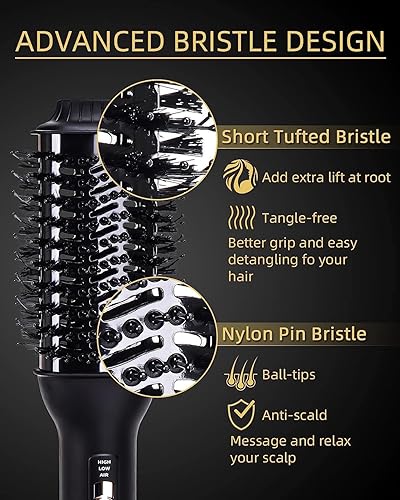 XLQ Cepillo secador de pelo, 85 en uno, rodillos flexibles para peinar con diseño mejorado, cepillo de aire caliente de voltaje, ideal para el