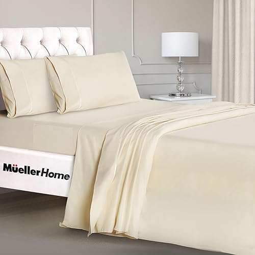 Vista 92 de Mueller Serie 1800 - Juego de sábanas ultrasuaves de 6 piezas, esquinas profundas de hasta 16 pulgadas, transpirables, hipoalergénicas, Verde
