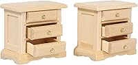 Vista 4 de Mesitas de noche de madera para casa de muñecas, juego de 2 mini mesitas de noche, muebles a escala 1:12 para dormitorios de casa de muñecas