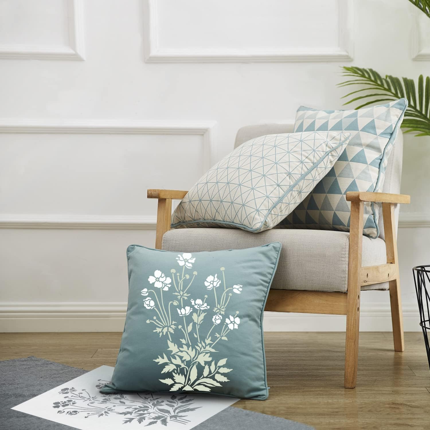GSS Designs Large Flower Anemone Stencils for Painting on Wood Wall Canvas Paper Fabric Floor 12x16 Inches Floral Wall Mural Wallpaper Stencil