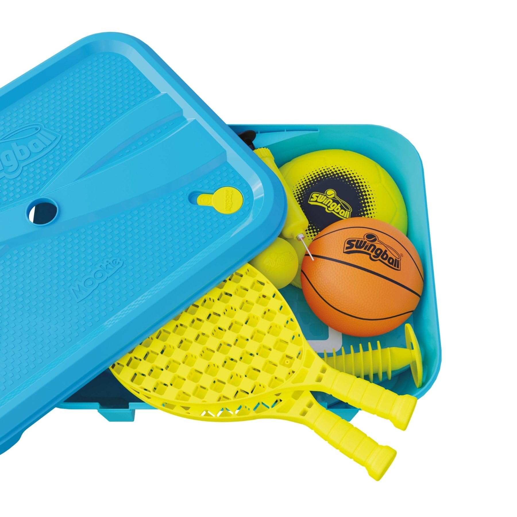 Swingball Set First Multiplay 3 en 1 Toda Superficie – Juego Swingball, Fútbol y Baloncesto – Base Estable y portátil – A Partir de 3 años – Desarrolla Coordinación Ojo-Mano