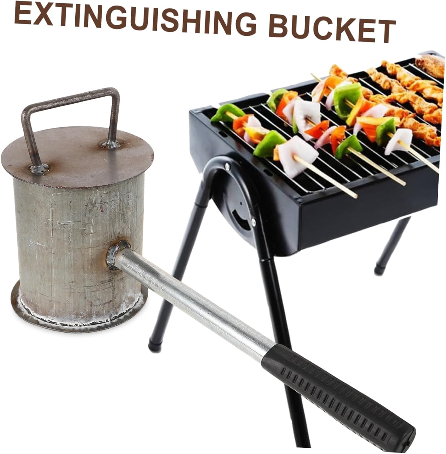 OUNONA Fire Suppressing Urn for BBQ and Outdoor Use Portable Steel Fire Safety Pot 2-Way Extinguishing Function for Charcoal Grills