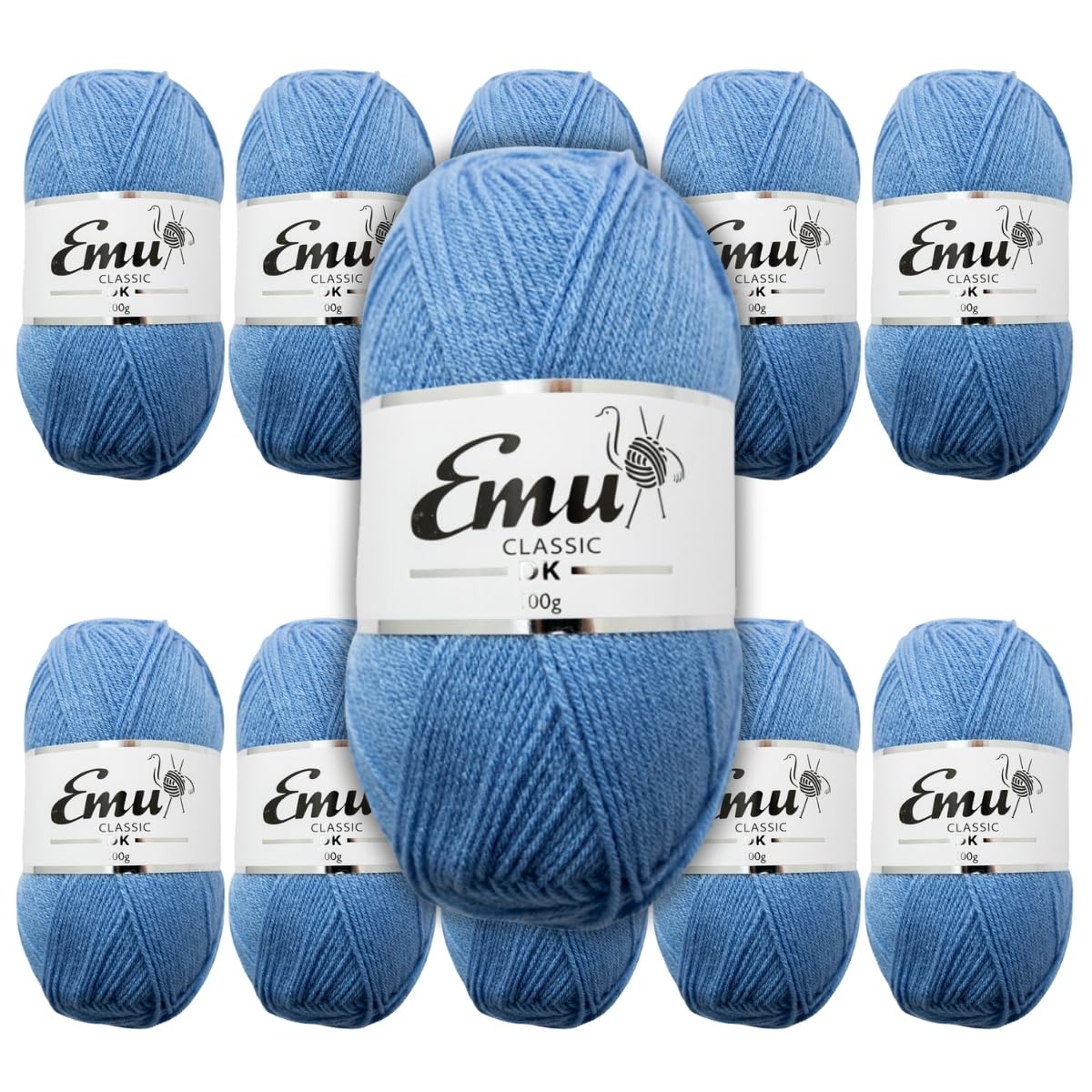 Emu Classic DK Acrylic Yarn 100g Balls 282m, Pack of 10, Lapis - 135