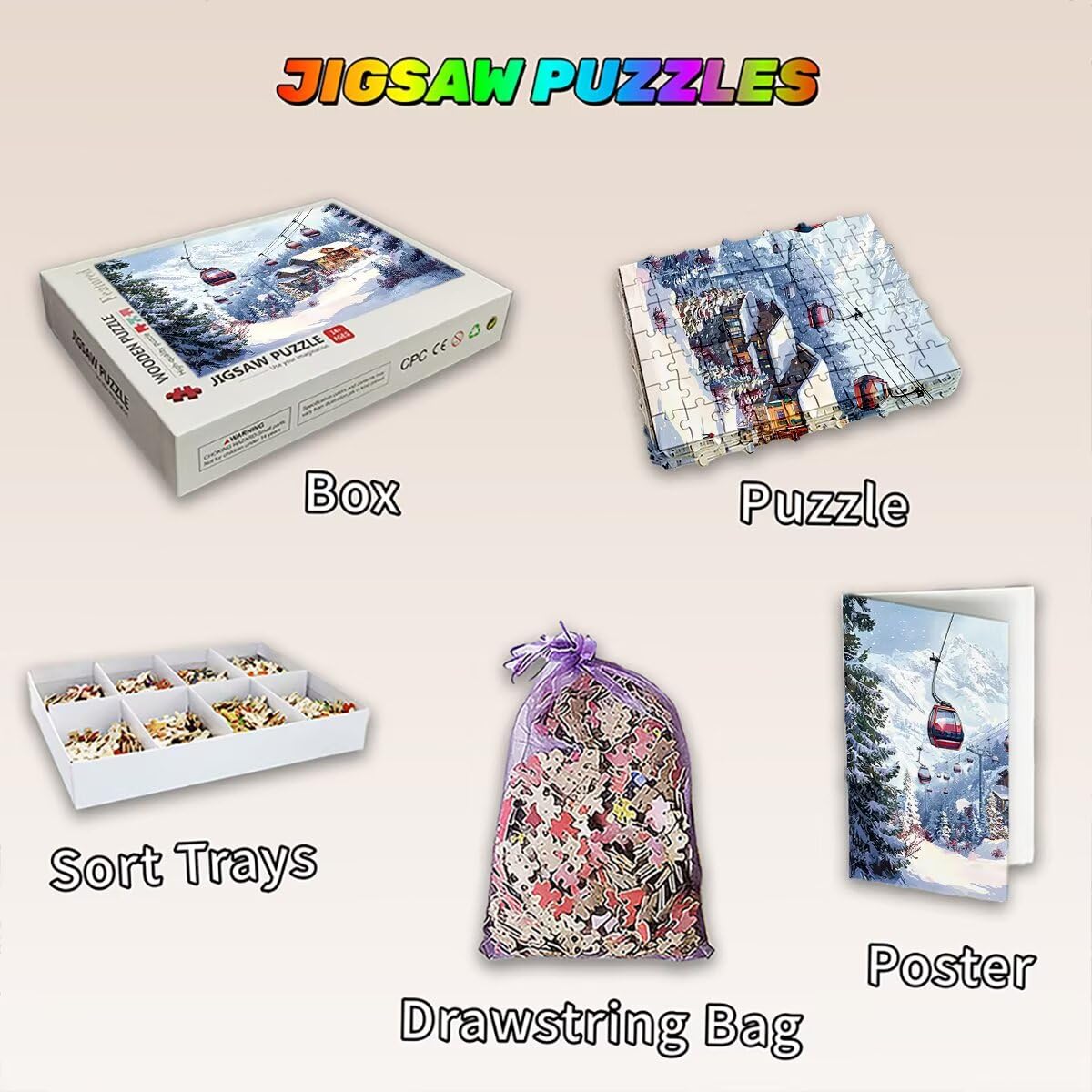 Puzzle 5000 elementów zimowych, puzzle krajobrazowe dla dorosłych, klasyczne puzzle gry edukacyjne do aktywności rodzinnej, najwyższej jakości drewniane puzzle z pudełkiem na prezent dla mężczyzn i