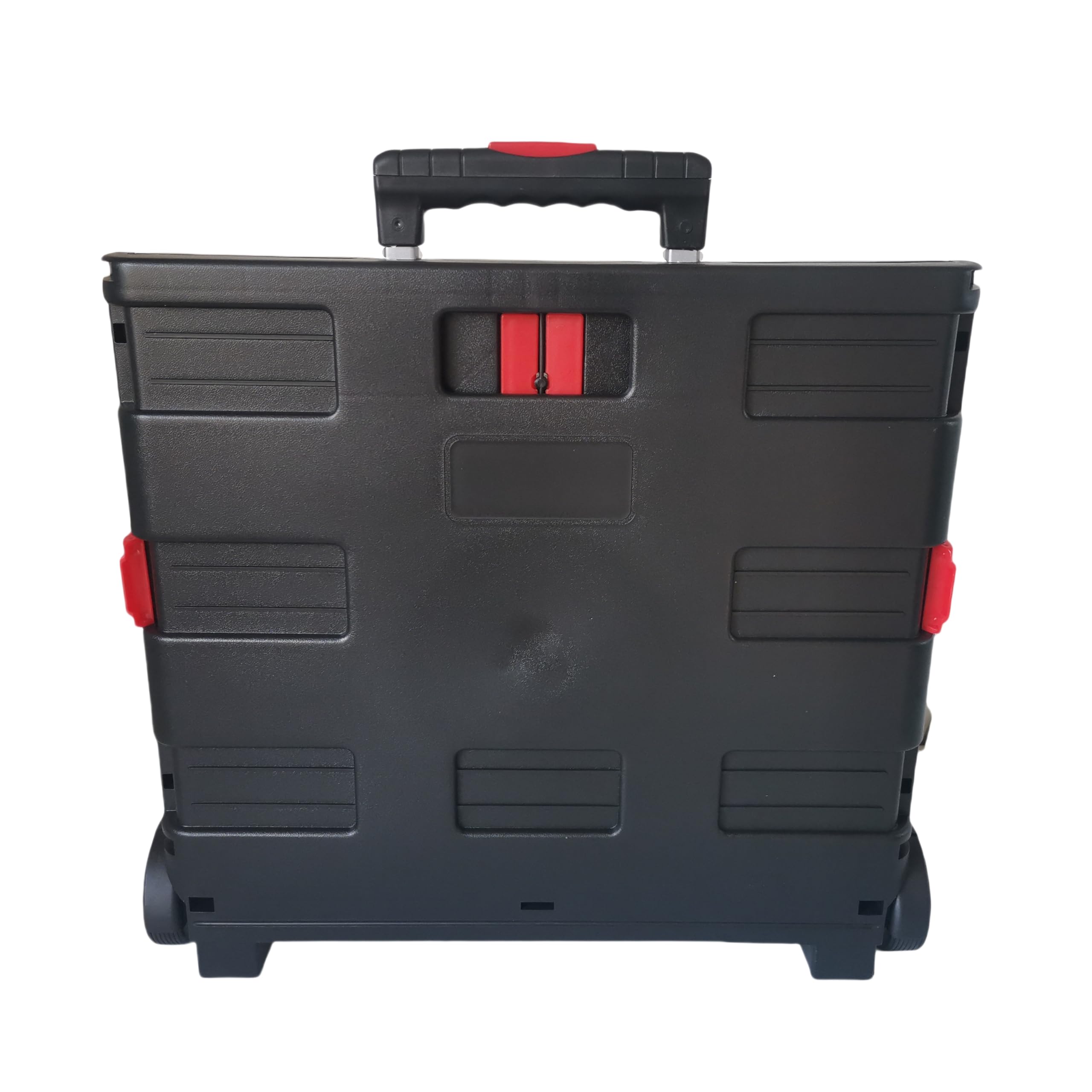 Seco Carrito grande plegable de plástico con mango cuadrado, color negro y rojo