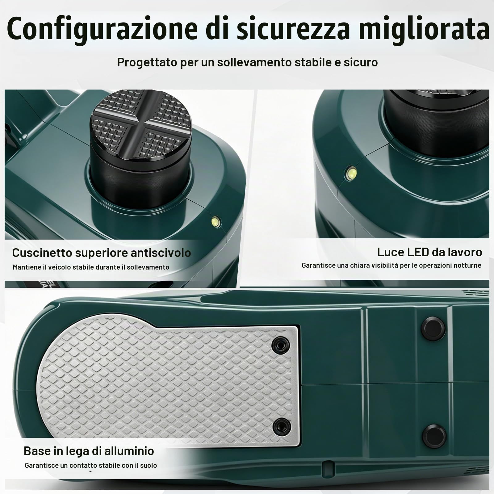 Martinetto Elettrico 5T Compatibile con Makita 18V, Cric Idraulico con Illuminazione LED, per SUV, Auto e Camion, Altezza di Sollevamento 15,5-45 cm (Senza Batteria e Caricatore)