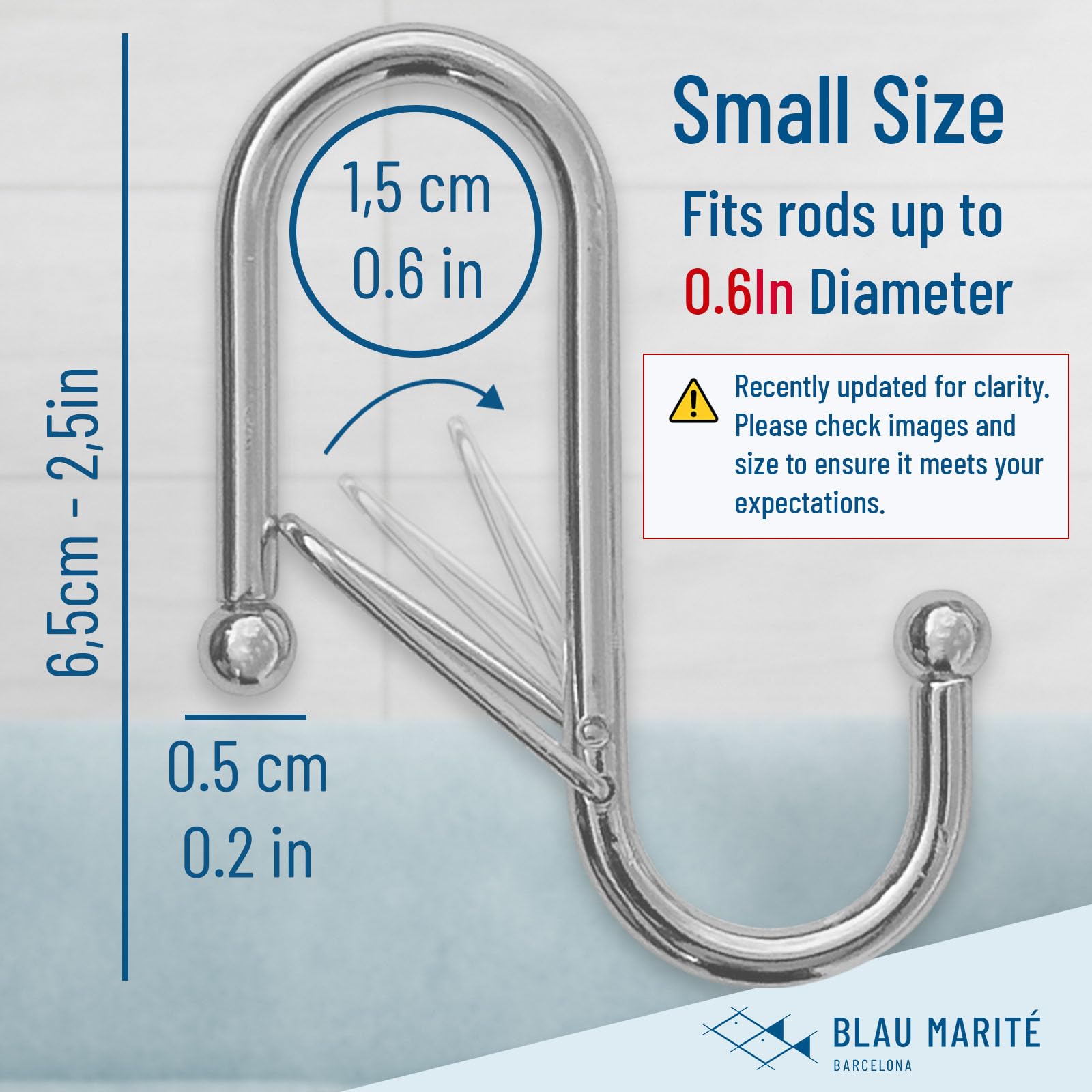 Blau Marité 10 Pack S Hooks for Hanging for Bars up to 0.6 Inch (1.5 cm) Diameter, Anti-Drop Hooks with Safety Buckle - Image 3