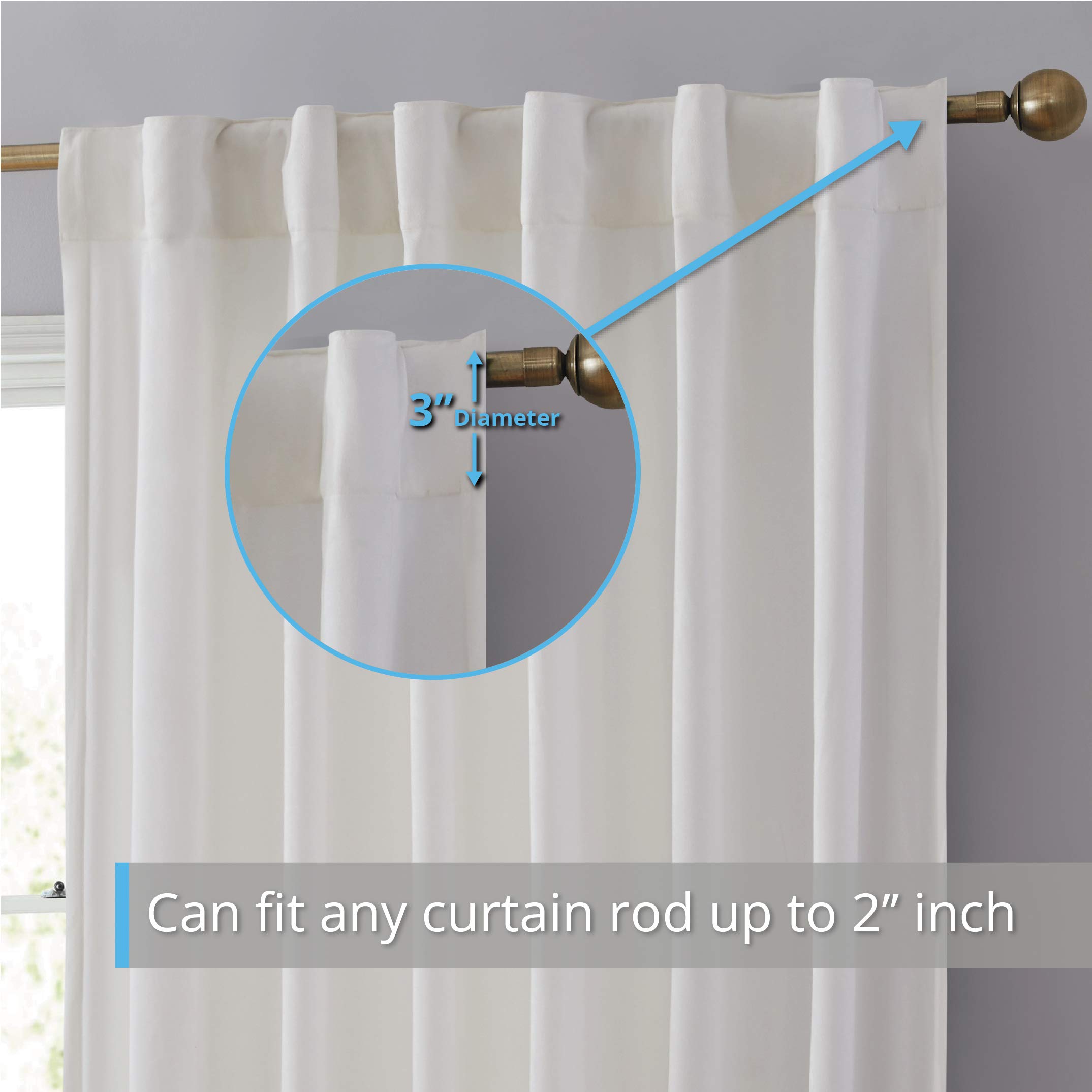 HLC.ME LOPEZ Vorhänge aus Kunstsamt, 244 cm – Vorhänge mit Samtgefühl, Schlaufen auf der Rückseite, Fensterbehandlungspaneele für Schlafzimmer & Wohnzimmer, 137 B x 244 L pro Paneel, Weiß (2 Stück)