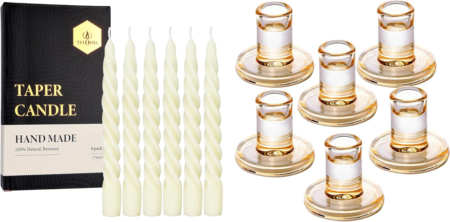6 pcs Taper Candles + 6 pcs Candle Holders