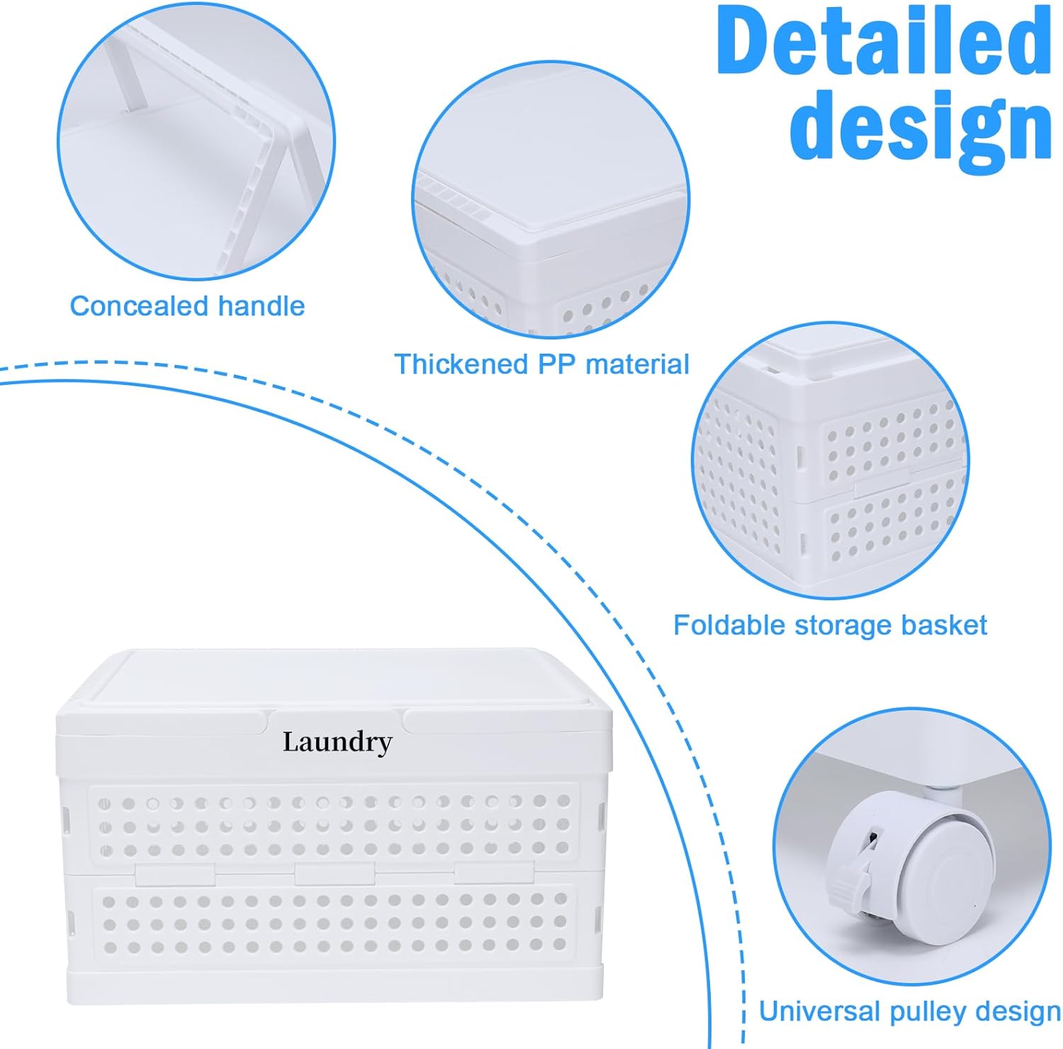 Collapsible Laundry Hamper with Lid, Plastic Laundry Baskets for Bathroom Space Saving,Large Capacity Dirty Clothes Hamper Portable Washing Bin for Family Dorm