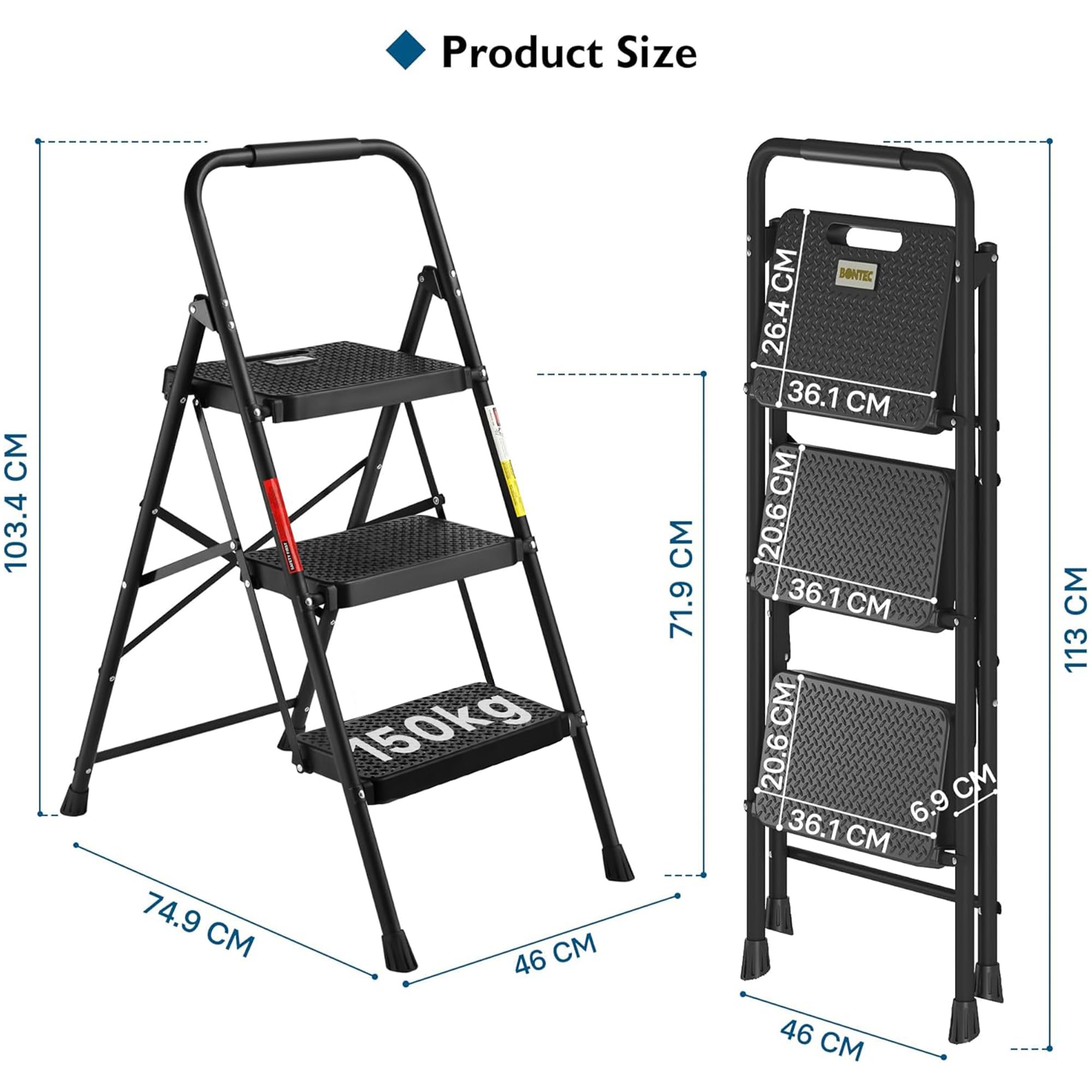 Escabeau Pliable, Facile À Ranger, Pliable, Antidérapant, Tabouret Pliant Intérieur Et Extérieur