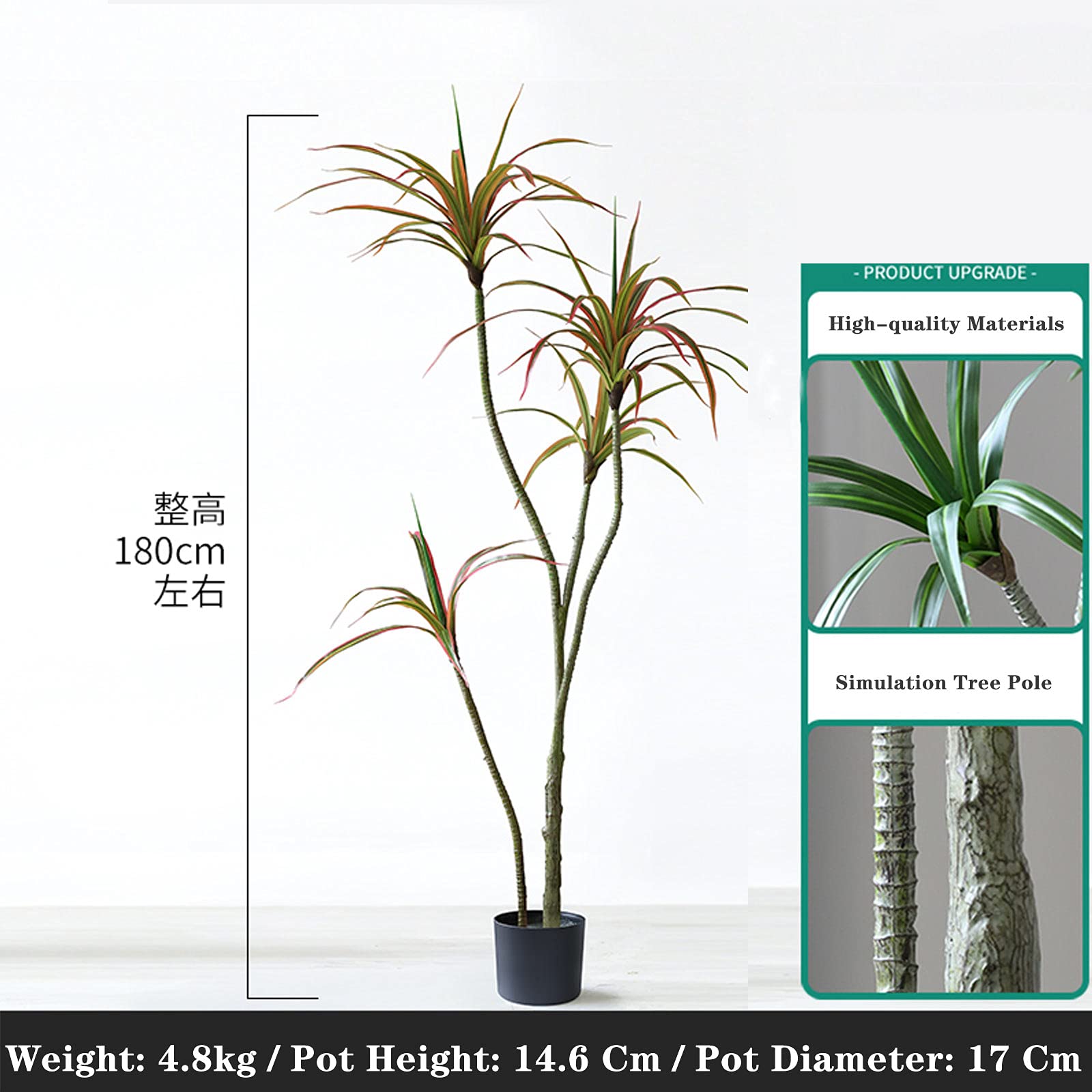 Amazon.de: LANHA Knstliche Dracaena Yucca Palme mit Topf, 180 cm 4 Kopf  Knstlicher tropischer Yucana Baum Geflschte Pflanze fr Indoor Outdoor  Home Decor Tropische Yukka Pflanze