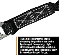 Vista 4 de AFP 6FT Single Leg Internal Shock Absorbing Safety Fall Protection Lanyard with Pelican Rebar & Snap Hook Heavy-Duty Webbing Roofer
