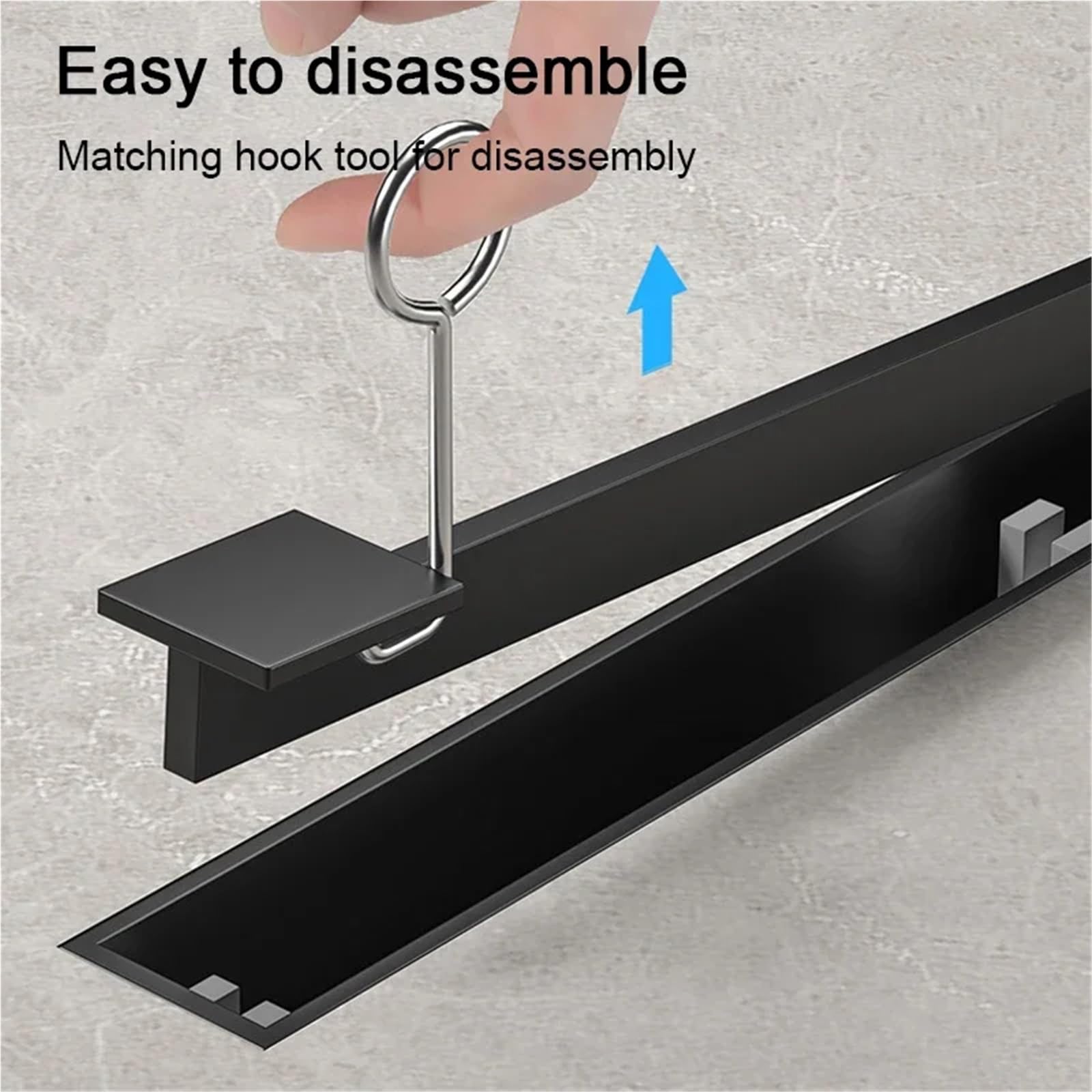 Rejilla Desague Ducha Shower Floor Drain Black 304 Bathroom Drain | Floor Drains Stainless Steel Linear Drainage 3.2Cm Wide Invisible Extremely Narrow Drains(Side 3.2x40cm)