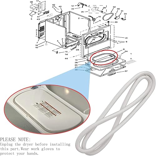 Miniatura 4 de Sello de puerta de secadora actualizado 2024 W10906683 para piezas de secadora Whirlpool W10823580, AP6034191, WP3390731 compatible con Whirlpool y