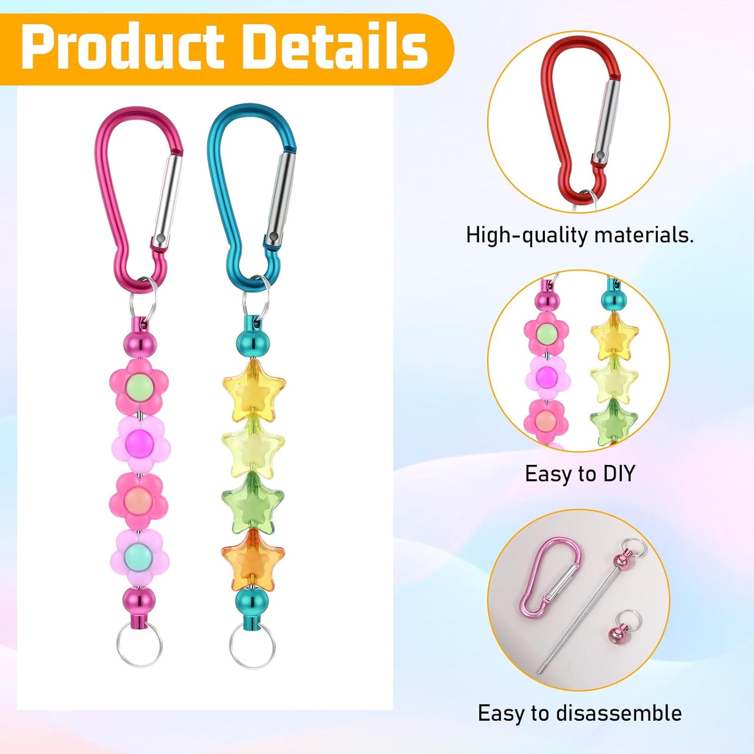 12 PCS Keychain Bars for Beads, Creative Metal Beadable Keychains Bar, Blank Beadable Keychain for DIY Keychains - Image 4