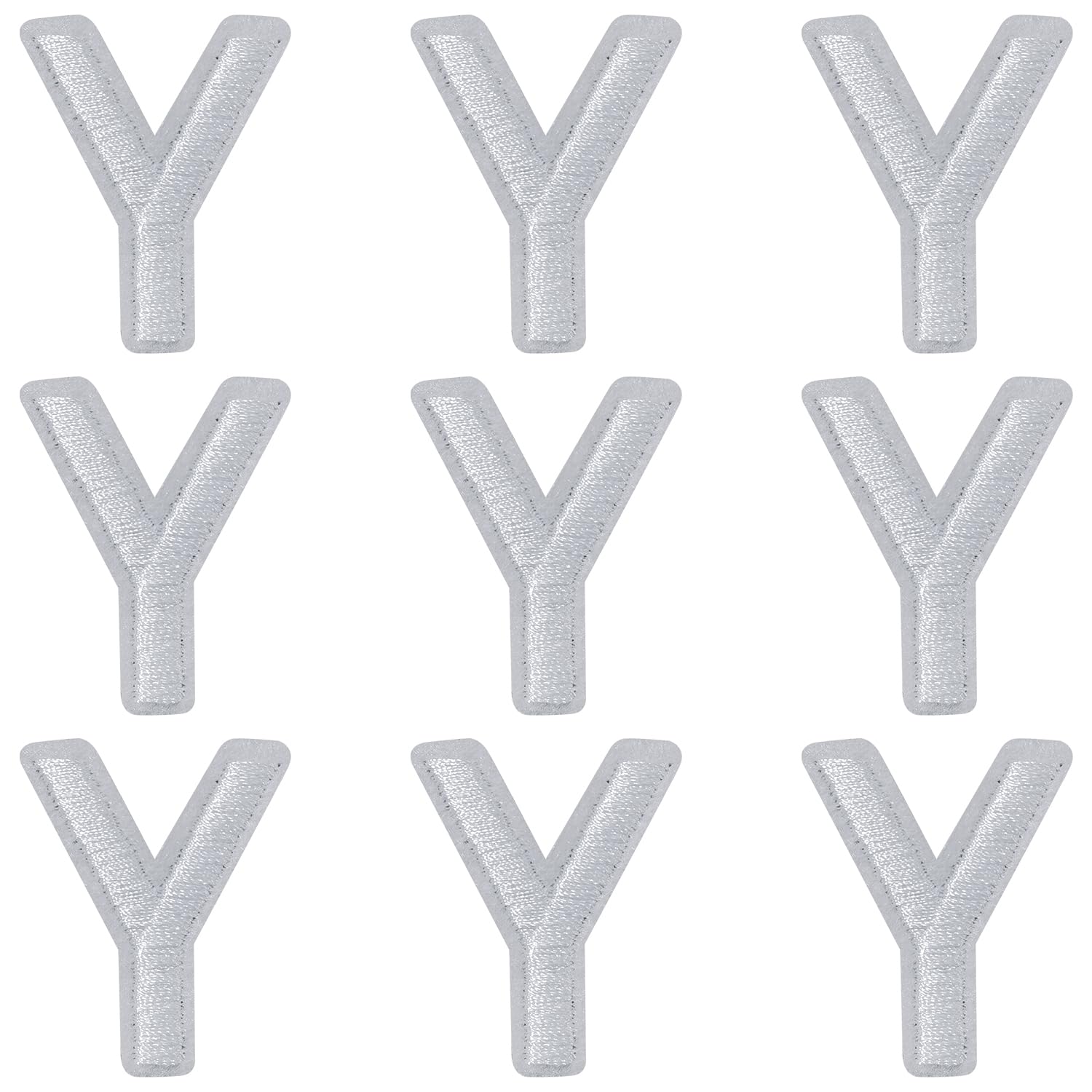 IANZE 9PCS Iron on Letter Patches, White Letter Y Patches Embroidered Letter Patch for Clothing, Jeans, Hats, T-Shirts, Backpacks, Etc. (White-Y)