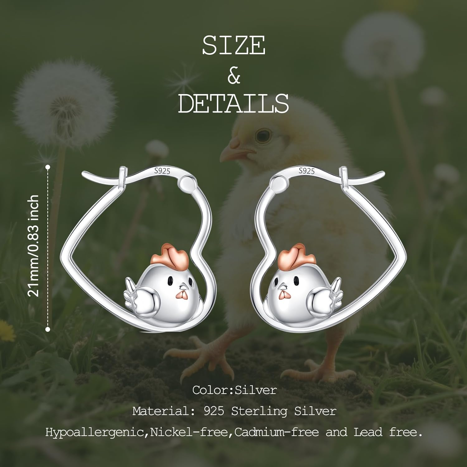 LES OSEWA Dog Animal Earrings Sterling Silver Animal Heart Hoop Dangle Earrings Cute Jewelry Gifts for Women - Image 2