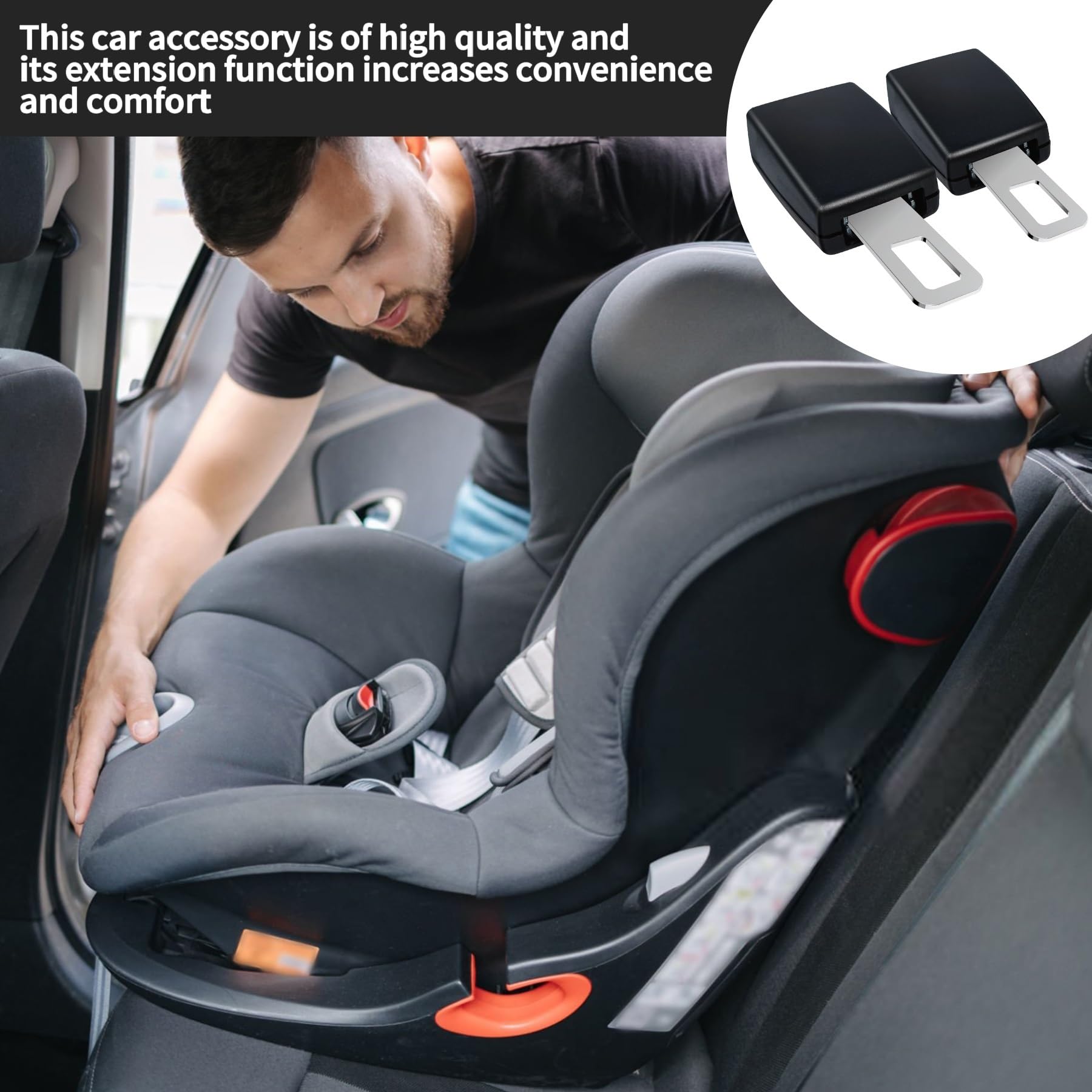 Seat Buckle Adjustable Seat Accessories 2 Pcs Red Fixing Strap,Suitable for Most Vehicles Models — view 5