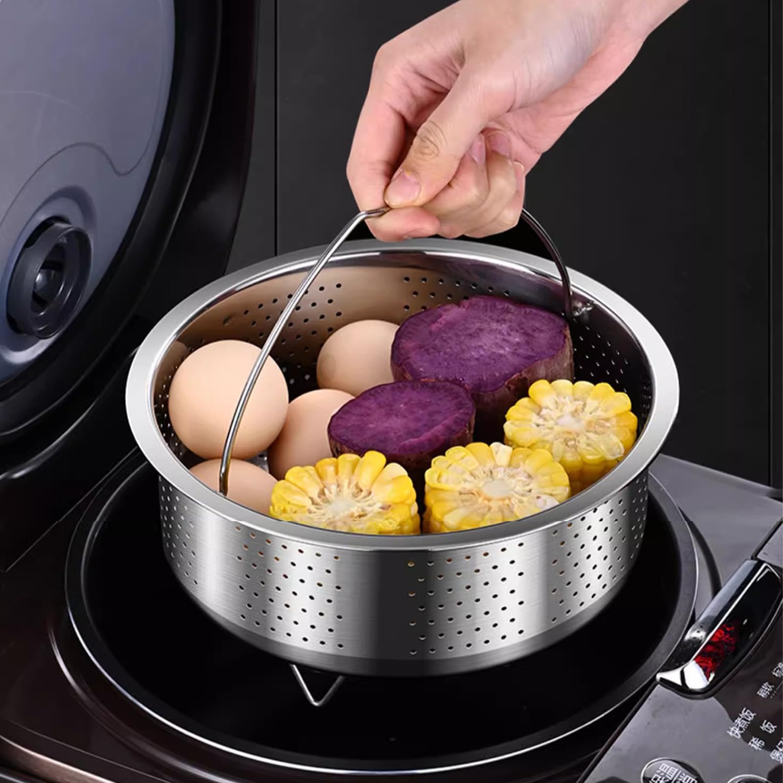 17.5 cm Cesta Vapor Acero Inoxidable Vaporera Inserto de Vapor Rejilla para Cocer al Vapor Soporte de Cesta Accesorios para Ollas para Cocer al Vapor Verduras Pescado Huevos
