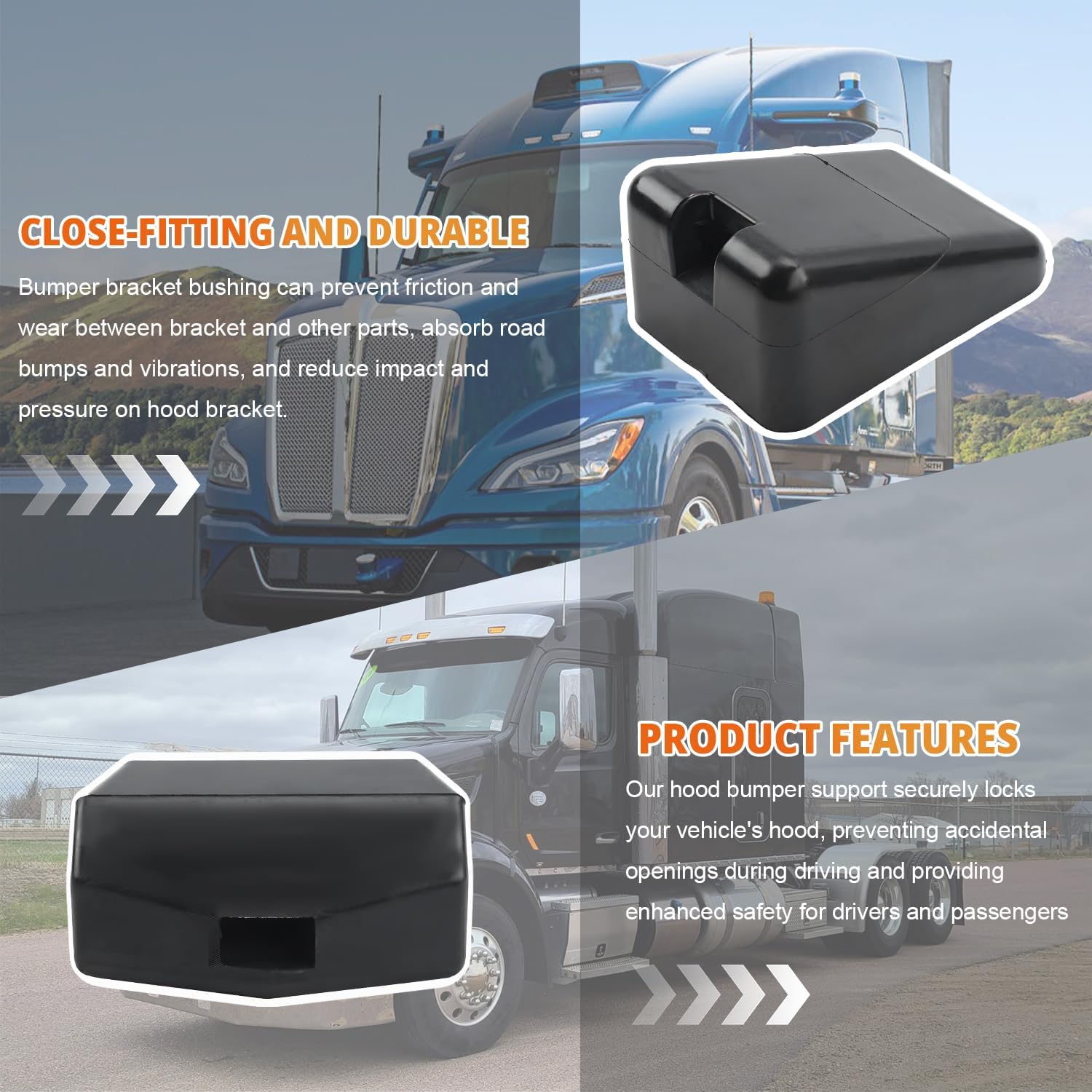 Hood Bumper Support Compatible with Peterbilt 567 579 Kenworth T680 T880, 2 Pack L85-6081 2 Pack L85-6082