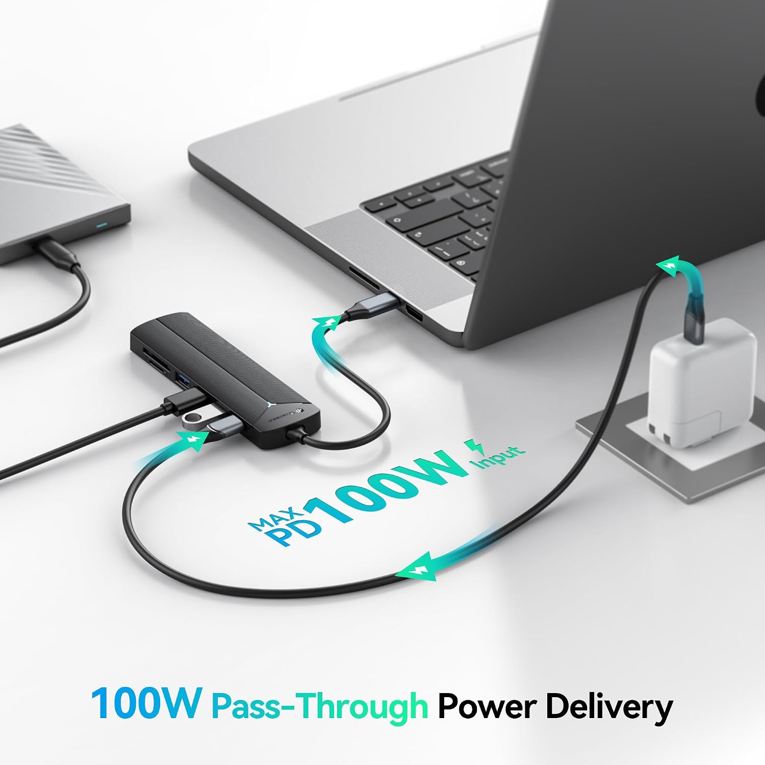 Yottamaster USB-C Hub 7 Ports with SD&TF Card Reader, 4K HDMI Display, Three 5Gbps USB-A Data Ports, 100W PD Input, Powered USB3.0 Hub, USB to HDMI Adapter for PC/Laptop image 3