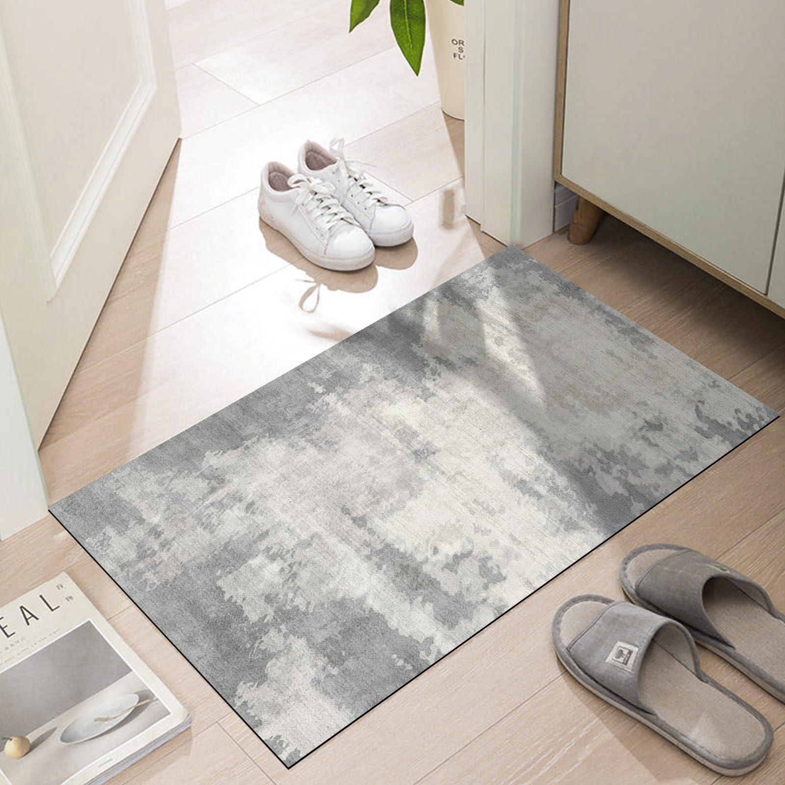 LYGLIGH Door Mat Indoor, Ultra Thin Door Mat, 1/10 IN Thin Door Mats for Inside Entry, Non-Slip, Absorbent, Quick-Dry Bath Mat, Washable, Fit Under Door Entryway Rug for Entrance, 42''X30'',Distressed — image 1
