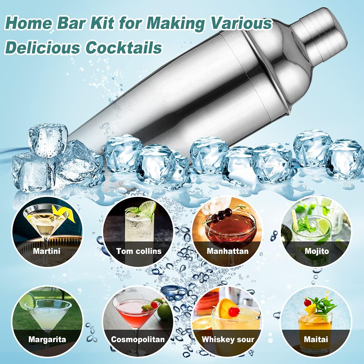 ❤ Crazy Deals Cocktail Shaker Set 17pcs Bartender Kit with Stand,Professional Stainless Steel Bar Tool Set Bartending Kit Perfect Bar Gift Set for Drink Mixing Experience