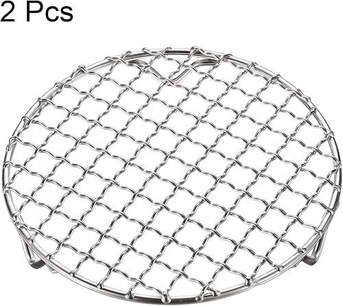 Miniatura 98 de HARFINGTON Rejilla redonda de 6.5 pulgadas de acero inoxidable 201 con alambre cruzado para barbacoa con patas de 0.787 in para cocinar hornear al