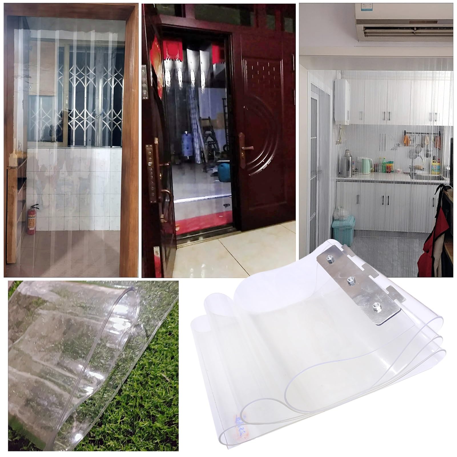 PVC Transparent Rideau de Séparation, Commercial Lamelle Industriel Rideau à Lattes, Rideau à LanièRes en Plastique PVC Rideau de Porte Isolé Transparent(135x220cm/53.15x86.61in)
