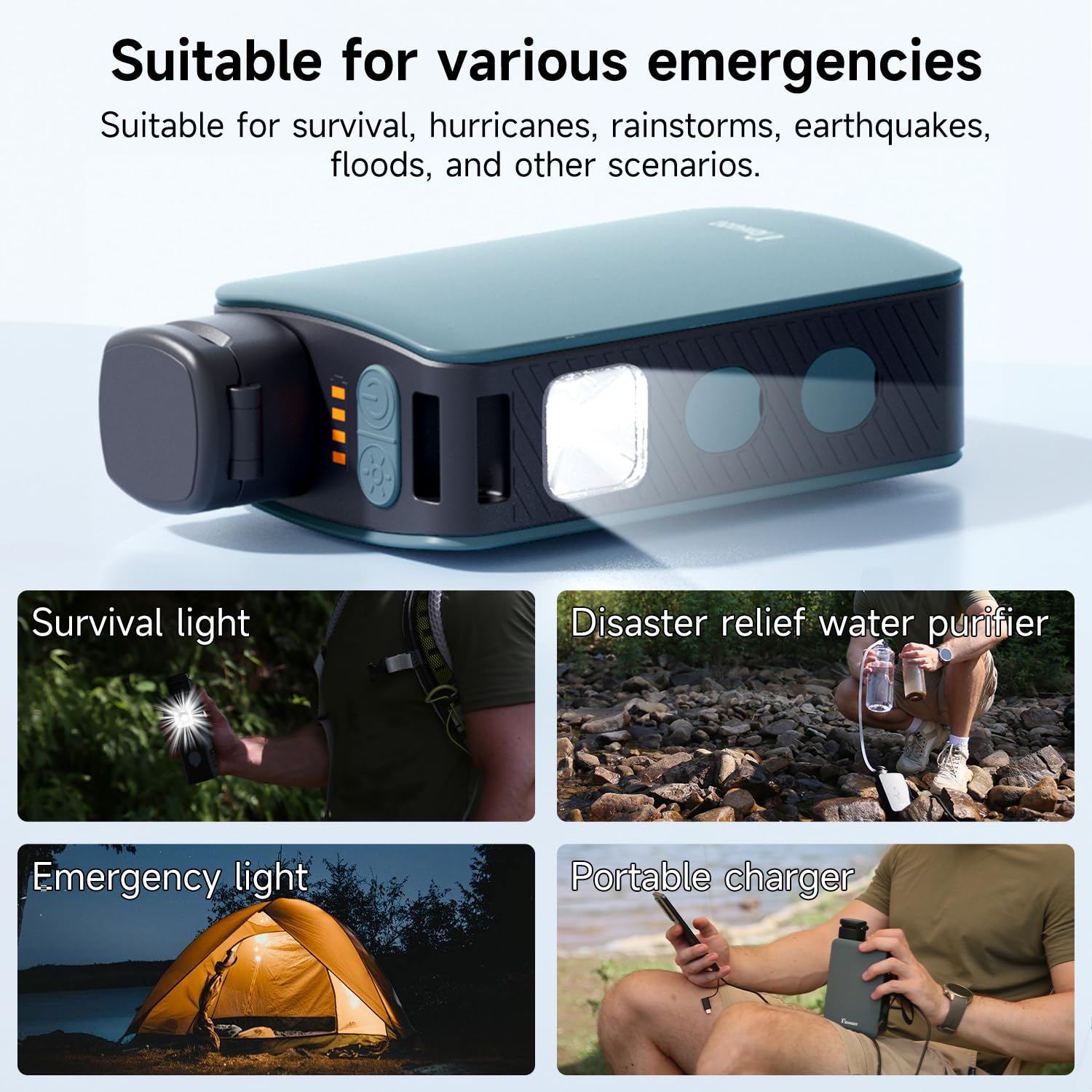 Nawaza Filtro de agua eléctrico portátil, purificador de agua de 0.01 micras para acampar al aire libre, senderismo, camping, sistema de filtración de agua, supervivencia, camping, viajes y emergencia
