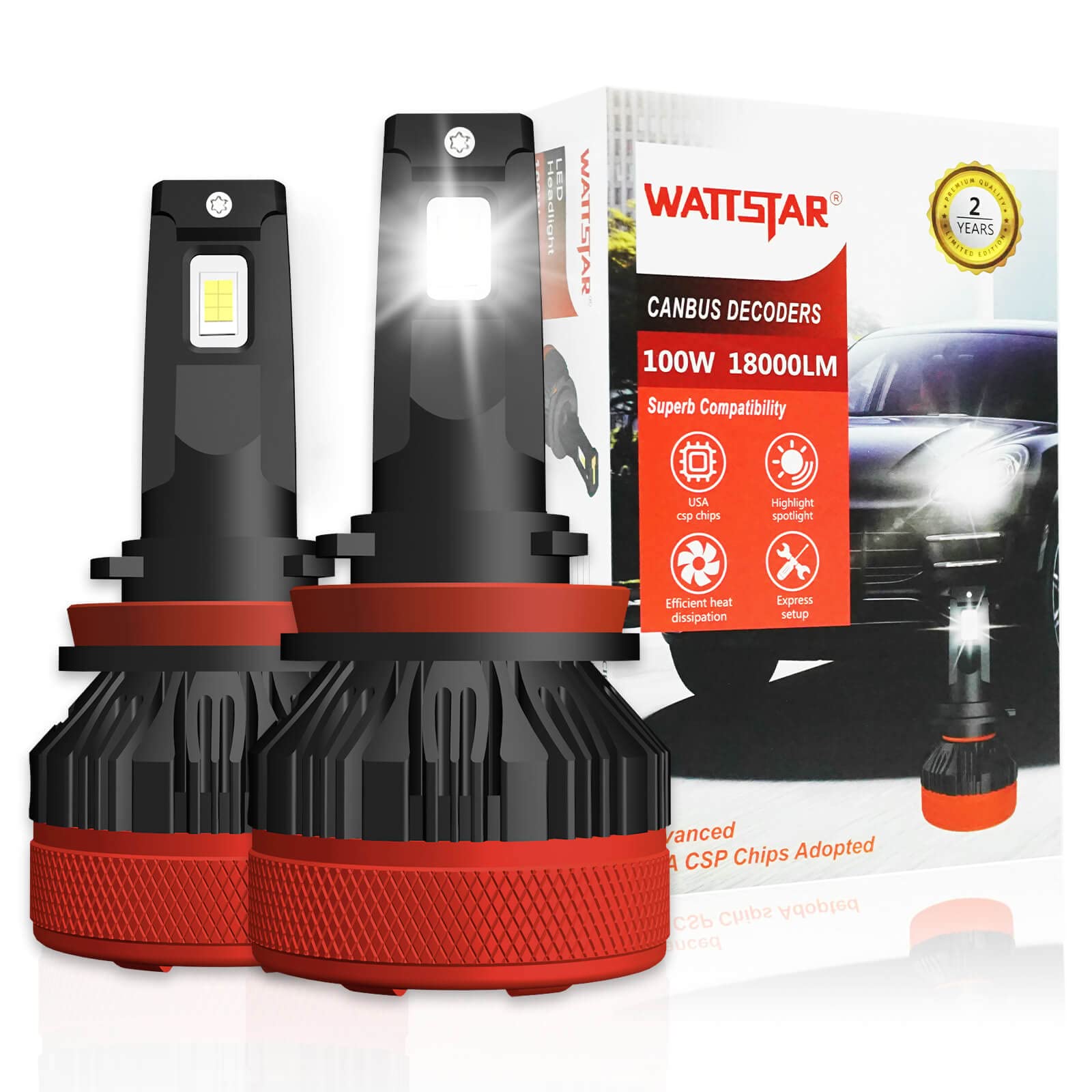 N21 H11/H8/H9 6500K Żarówka LED do reflektorów 18000 lms, zestawy do konwersji reflektorów 100 W 600% jasności, żarówki do reflektorów o niskiej lub wysokiej wiązce (N21-H11)