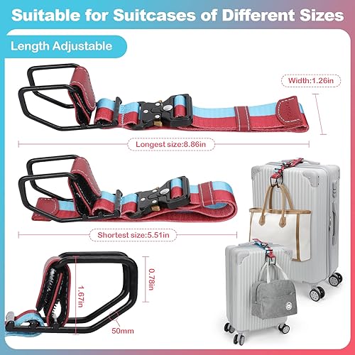 Miniatura 5 de Exshoiu Correa de gancho para equipaje, correa de equipaje con gancho en J, auxiliar de vuelo con manos libres, correas de equipaje de viaje