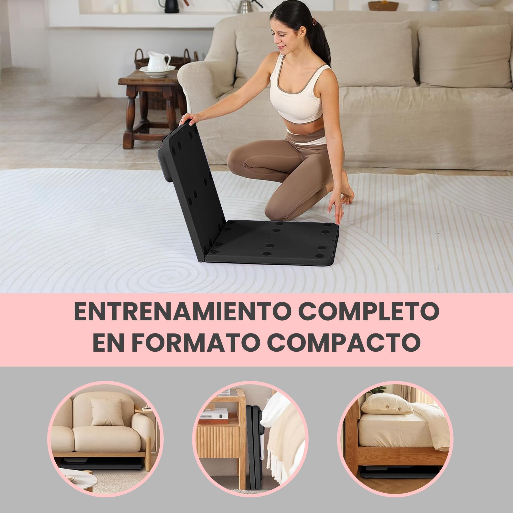 Extralink Pilates Board – Pilates Reformer Plegable para Casa, Multifuncional, Entrenador de Abdomen con Bandas de Resistencia, Rebote Automático, LCD, Soporte para Teléfono, Compacto & Estable
