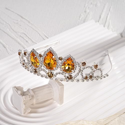 Miniatura 10 de Corona de princesa para niñas, tiara de cristal brillante, corona dorada brillante, accesorios para el cabello, tiara de boda para niñas, regalos de