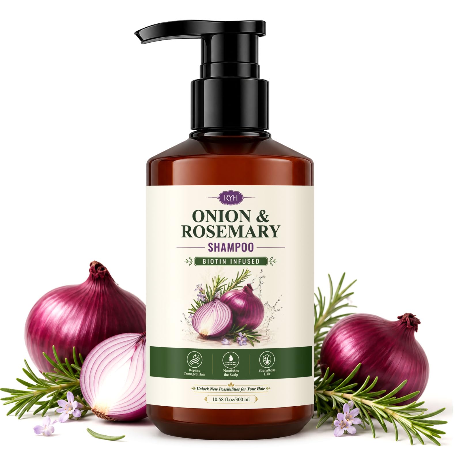 Onion Hydrosol Shampoo for Hair Growth: Onion Shampoo with Biotin&Rosemary