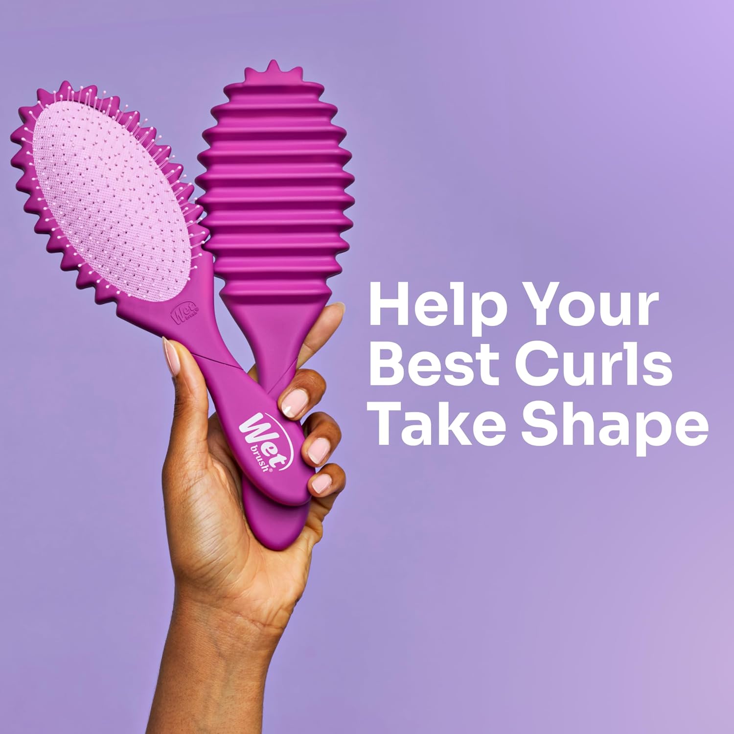 Wet Brush Curl Shaper Detangler Brush, Purple, Curl Defining for Curly, Wavy, and Coily Hair Types, IntelliFlex Bristles Detangle for Frizz-Free Shaping, Made for Women, Men & Kids
