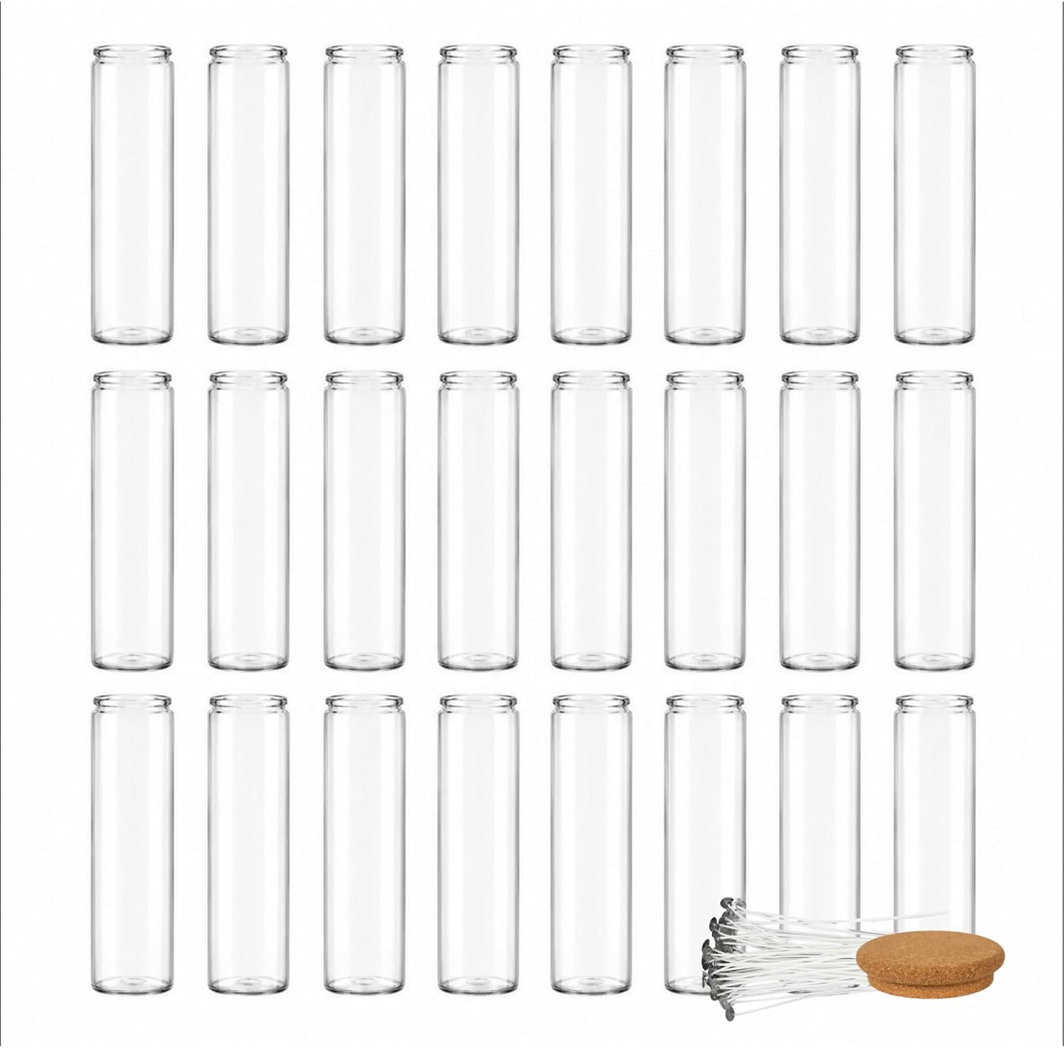 La Candle Emporium 7 Day Glass Prayer Candle Making Kit - Clear Jars with Cork Lids & Wicks (12, Candle Making Kit, 7 Day (510ml))
