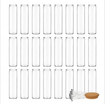 La Candle Emporium 7 Day Glass Prayer Candle Making Kit - Clear Jars with Cork Lids & Wicks 12, Candle Making Kit, 7 Day 510ml