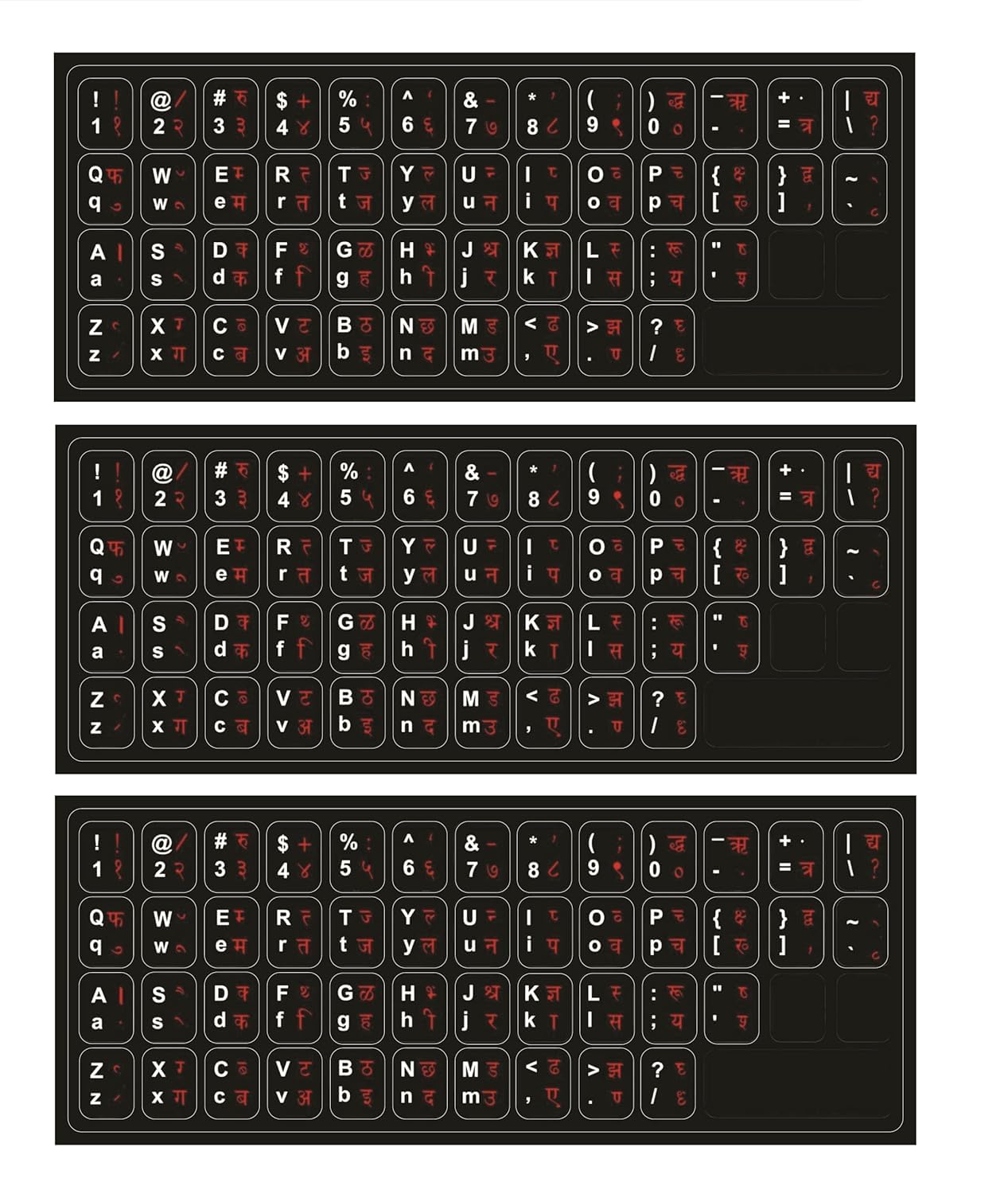 Advita Keyboard Sticker for English/Hindi Typing Regular Keyboard Sticker Pack of 3 for Computer/Laptop, Black Background with Red Fonts-image-26